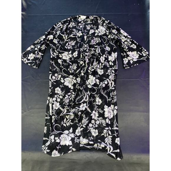 SIREN LILY Black & White FLORAL DESIGN 3/4 SLEEVE TOP SIZE 2X RN# 149444 Poly - Picture 2 of 8